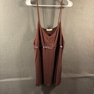 vtg y2k babydoll dress 2x chocolate brown polka dot fairy‎ grunge whimsigoth